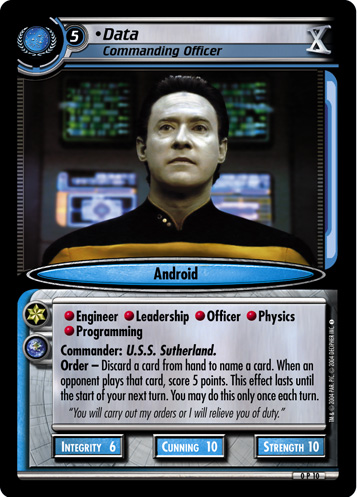 •Data, Commanding Officer