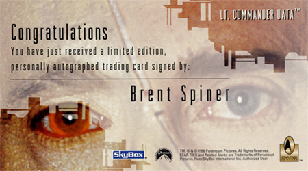 Brent Spiner Autograph (Back)