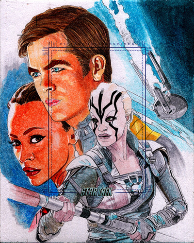Roy Cover AR Sketch - Kirk, Uhura and Jaylah