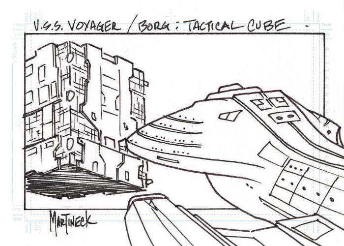 Martineck Sketch - Borg Tactical Cube vs Voyager