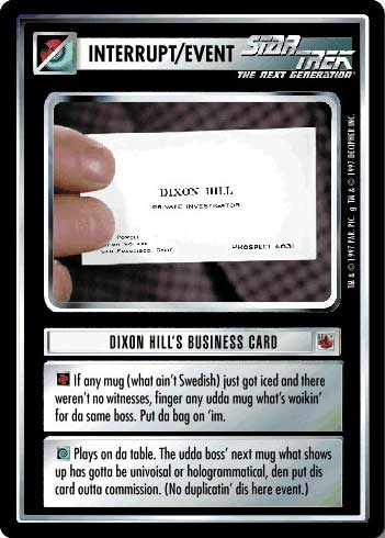 Dixon Hill's Business Card