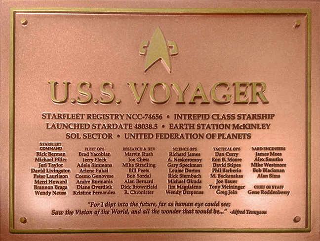 Eaglemoss U.S.S. Voyager NcC-74656 Dedication Plaque
