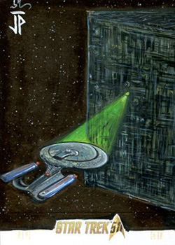 Jason Potratz Sketch - USS Enterprise NCC-1701-D and Borg Cube