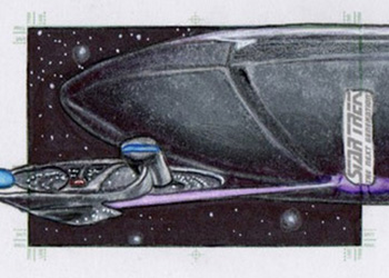 Adam & Bekah Cleveland Sketch - USS Enterprise NCC 1701-D and Farpoint Alien